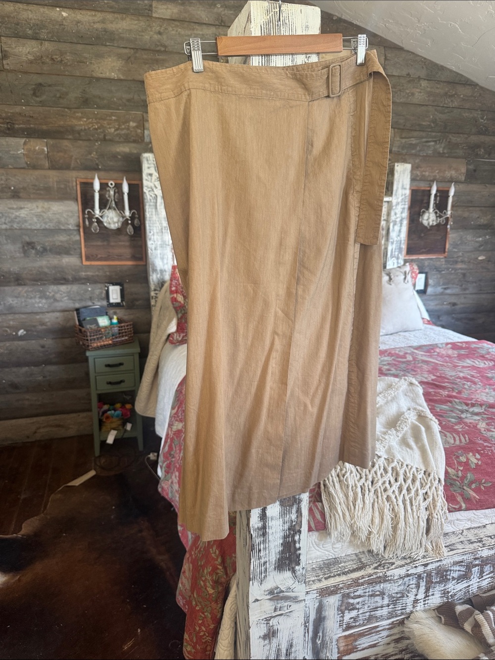 Vince Camel Wrap Midi Skirt with Side Buckle
